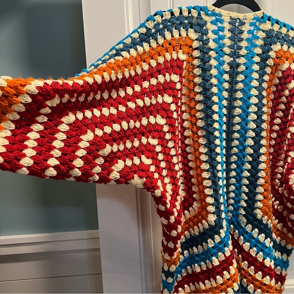 Fiesta Colorful Crocheted Granny Square Open Front Sweater Cardigan. M/L. NWT. - Picture 9 of 14